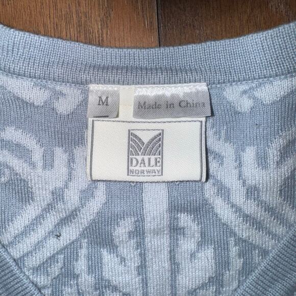 Dale of Norway Jacquard Blue and White Cardigan 100% Cotton Size M - Picture 5 of 7